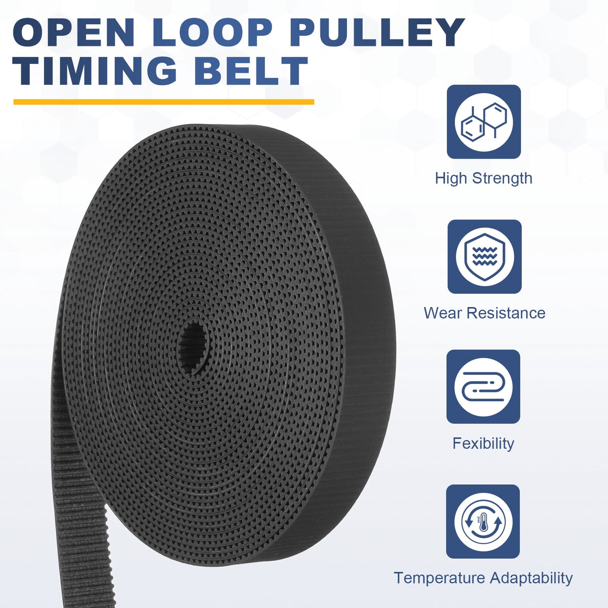 Uxcell Dustproof Rubber 2GT Timing Belt 15x5000mm 2mm Pitch 2mm Thick Black Open Loop Pulley Timing Belt for 3D Printer