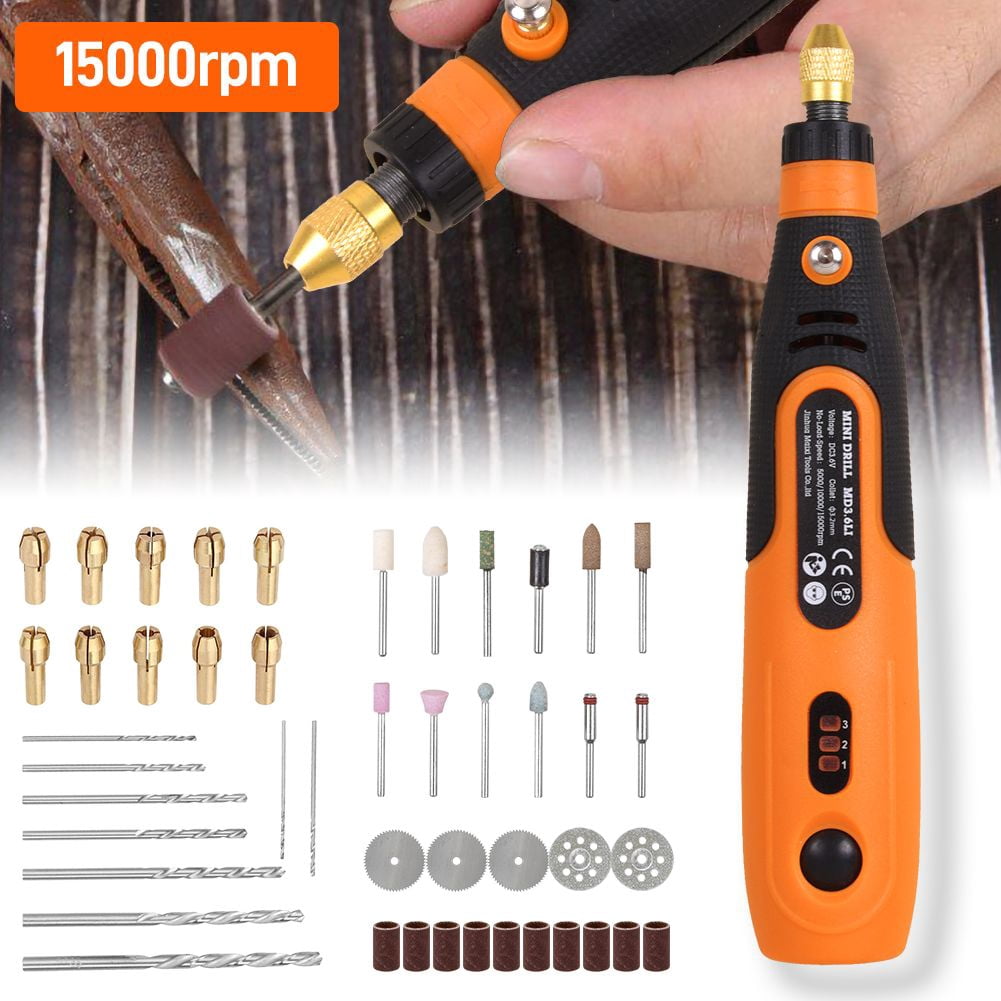 Sanheshun Cordless Rotary Tool Drill Kit Variable Speed Nail Polishing Set with 46 Accessories