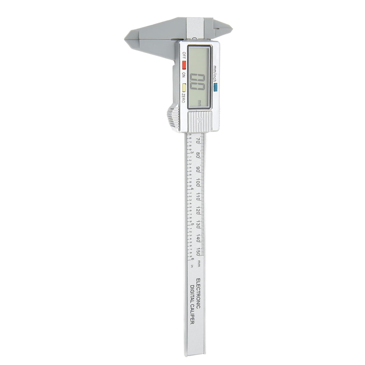 BIMZUC Digital Caliper Electronic LCD Screen Displays 6 inches / 150 mm Measuring Tool Inch Millimeter Conversion PA66 Silver Precise Vernier Measurement Instrument for DIY Woodworking