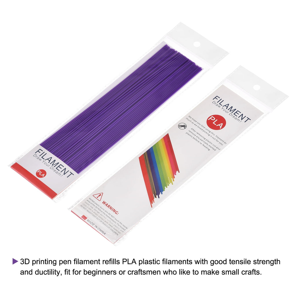 Uxcell PLA Filament Refills for 3D Printing Pen 10inch Length 40pcs Purple