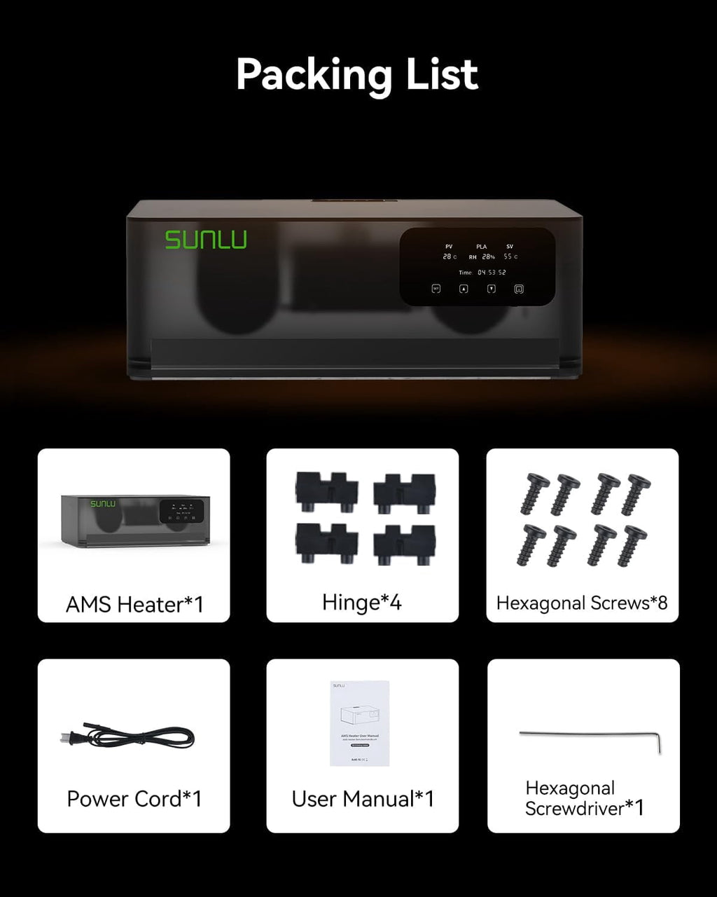 SUNLU AMS Heater, Filament Dryer Box for Bambu Lab AMS, Enables Drying while Printing,Easy to Use (AMS Not Included)