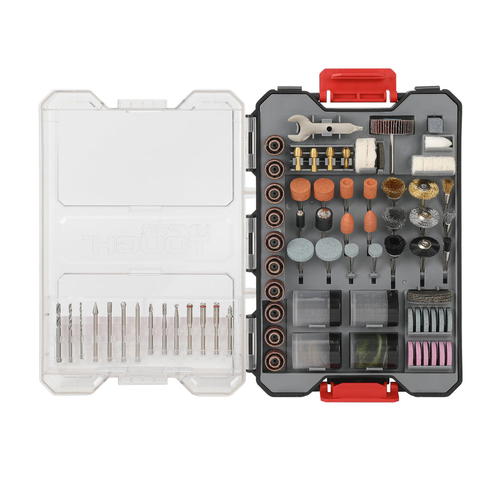 Hyper Tough 200-Piece Universal Rotary Accessory Kit in Click Fit Case
