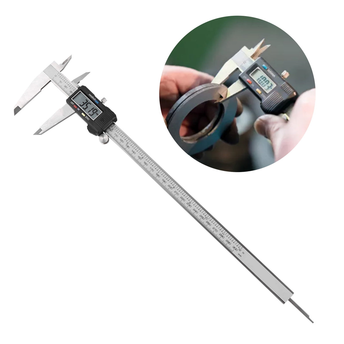 Riousery 12 Inch / 300 mm Digital Electronic Vernier Caliper Micrometer LCD Display Measuring Tool for Woodworking DIY Construction Industrial Supply 0-300mm Range with Hard Plastic Case