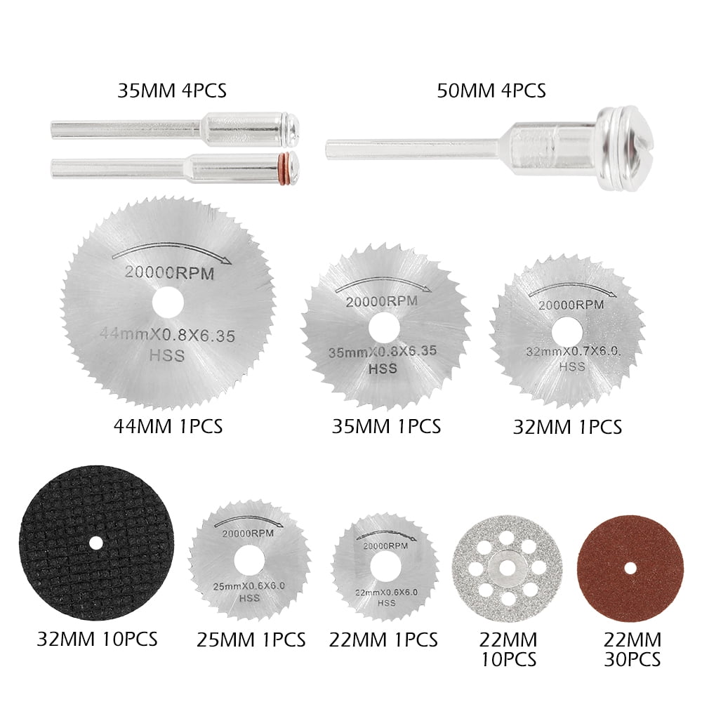 ODOMY 60Pcs Diamond Cutting Wheel Kits, Shank Mini Cut Off Wheel Rotary Tool Accessories with Mandrels for Plastic Metal Wood Stone