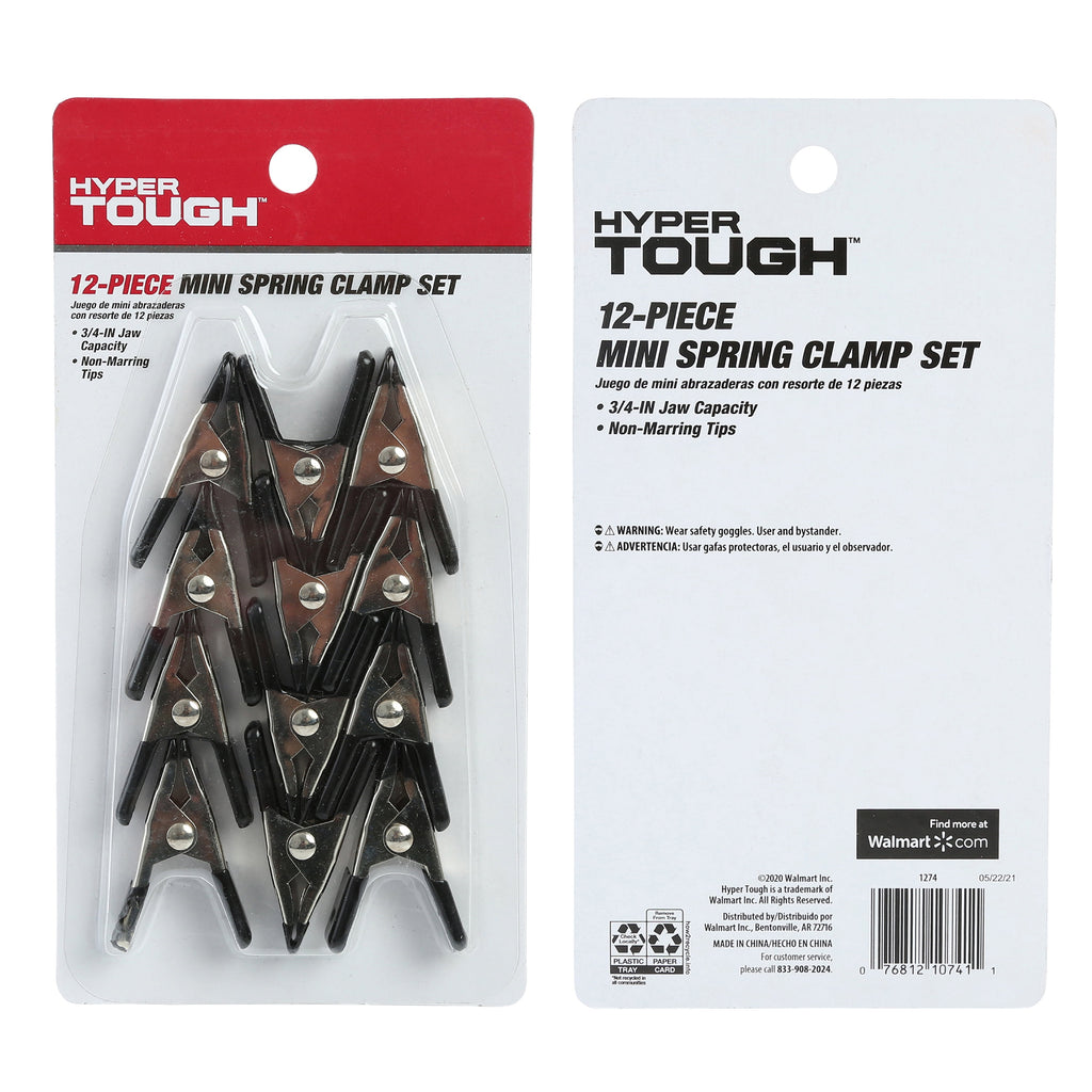 Hyper Tough 12-Piece Mini Metal Spring Clamp Set