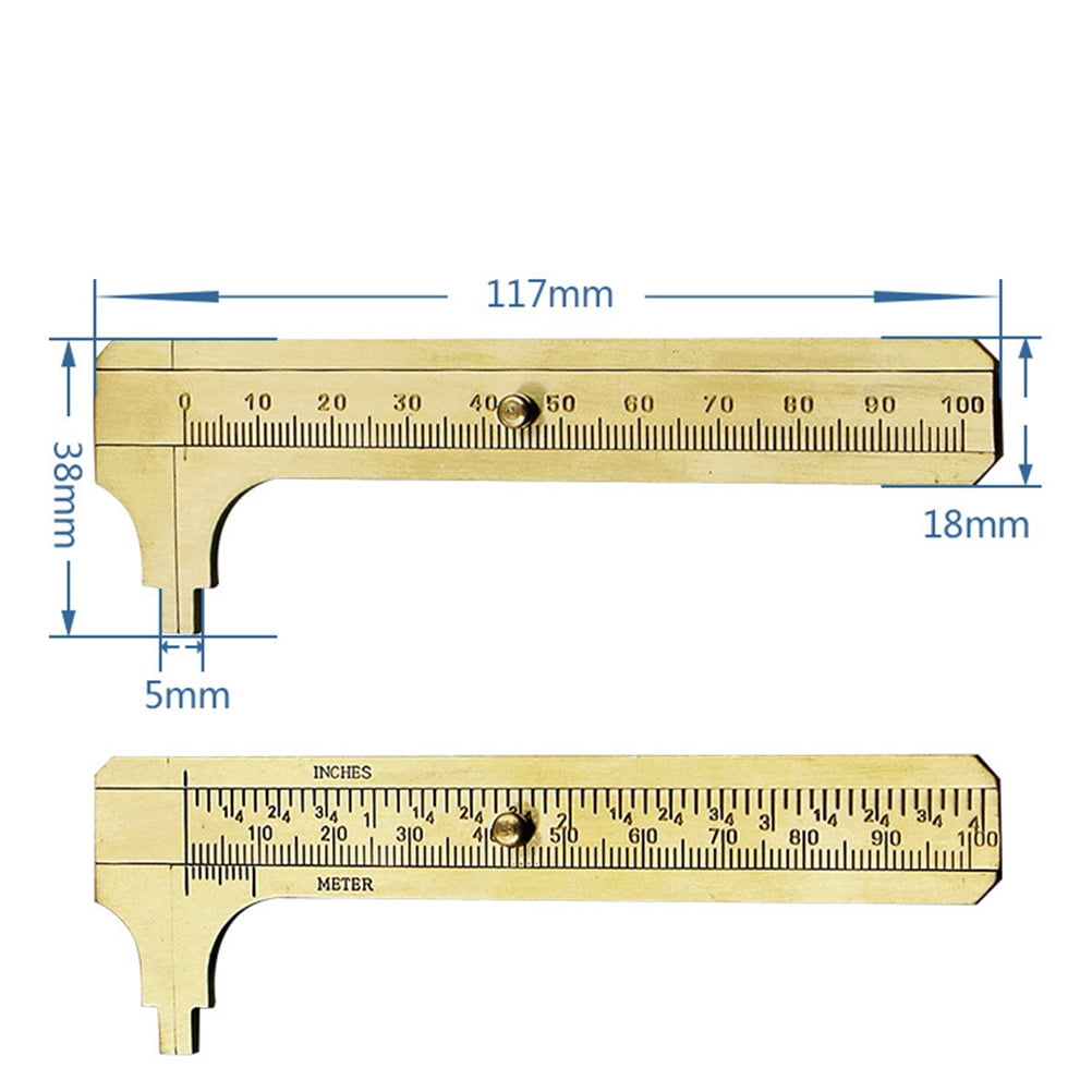QIFULL Simple Design Brass Vernier Gauge Caliper Tool Golden Color with Easy Operation