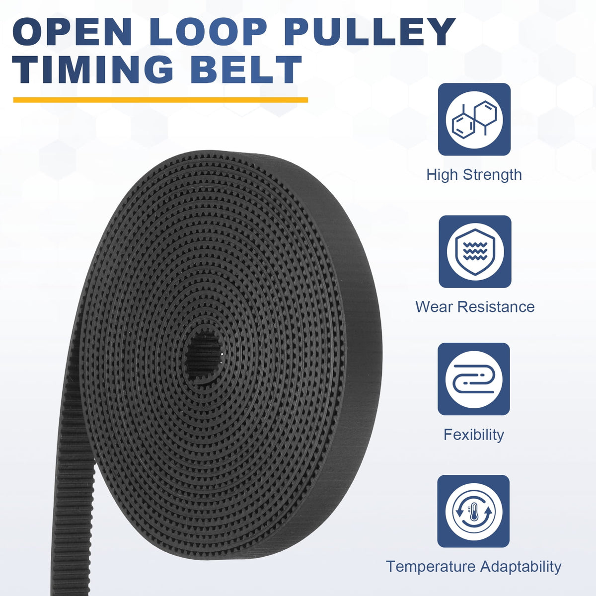 Uxcell Rubber 2GT Timing Belt 10x2000mm 2mm Pitch 2mm Thick Black Open Loop Pulley Timing Belt for 3D Printer
