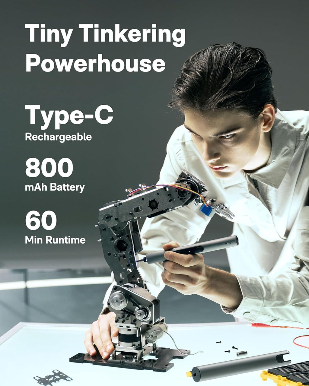HOTO SNAPBLOQ™ D-A03 Mini Electric Drill Pen, 3-Speed Rechargeable Electric Engraving Pen, 20 Bits LED Light, for Carving, Jewelry Making, PCB, Wood, Plastic, DIY