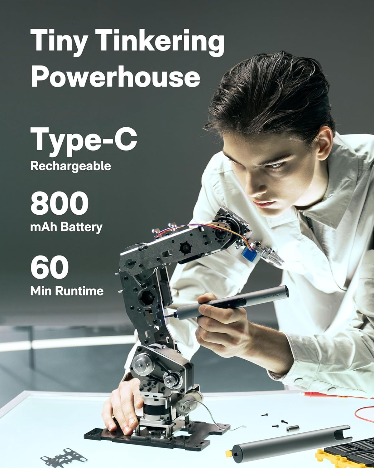 HOTO SNAPBLOQ™ D-A03 Mini Electric Drill Pen, 3-Speed Rechargeable Electric Engraving Pen, 20 Bits LED Light, for Carving, Jewelry Making, PCB, Wood, Plastic, DIY