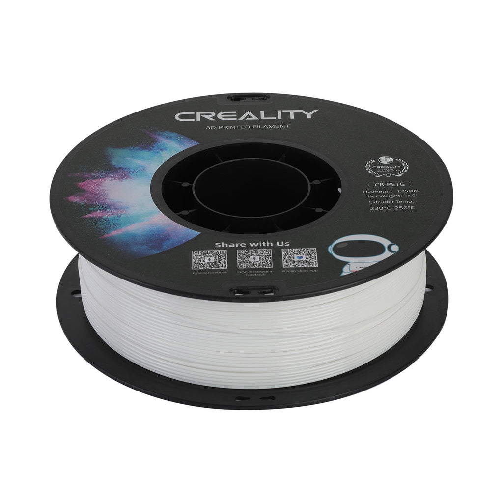 Creality 3D Printer Filament PETG Filament 1.75mm 2.2lbs Odorless Non-Toxic High Precision Strong Toughness Overhang Performance Accuracy +/-0.02mm, Transparent