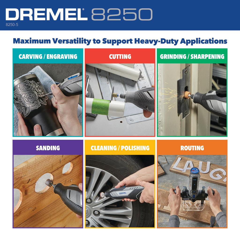 Dremel 8250-5 12V Cordless Rotary Tool with Brushless Motor and Lithium Ion Battery