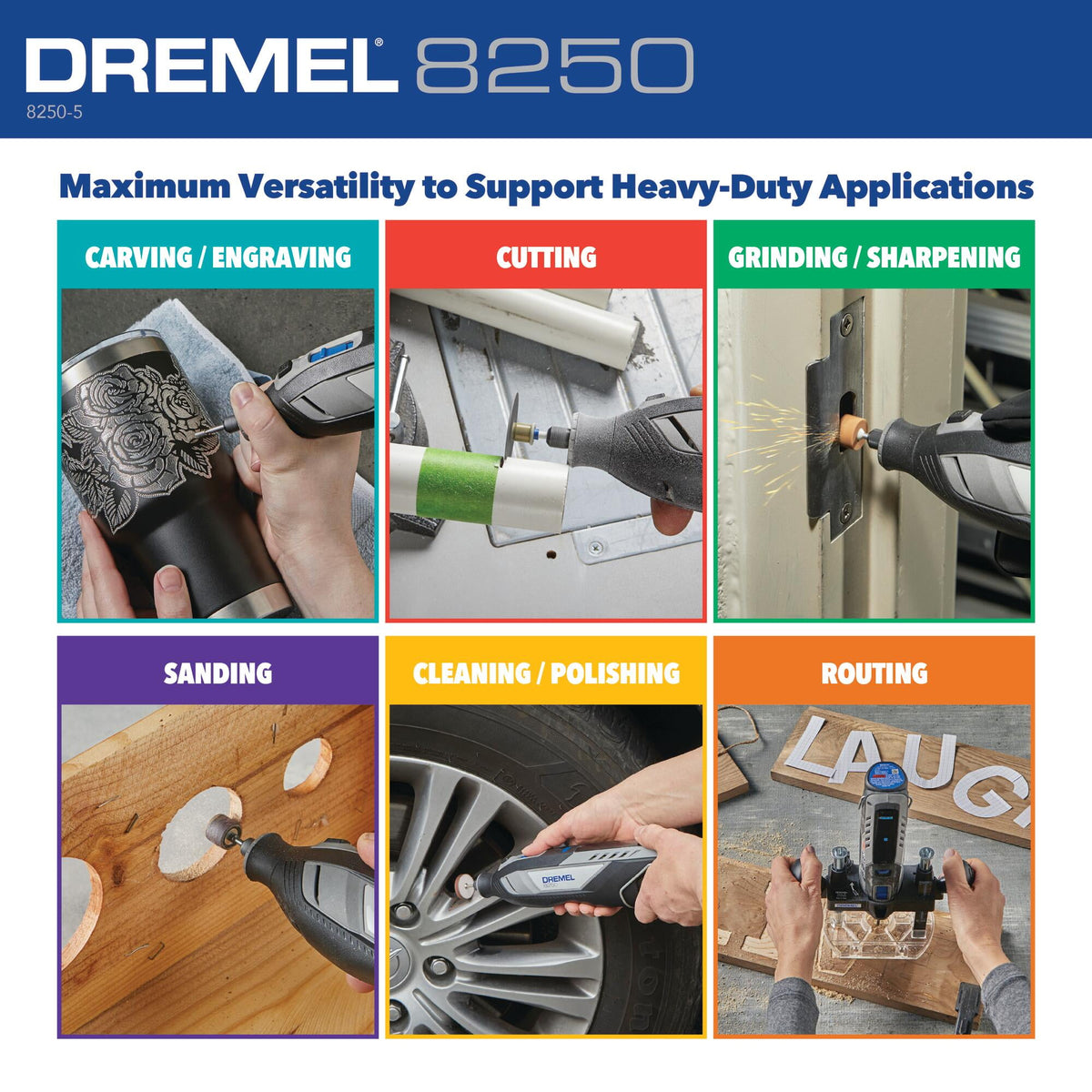Dremel 8250-5 12V Cordless Rotary Tool with Brushless Motor and Lithium Ion Battery