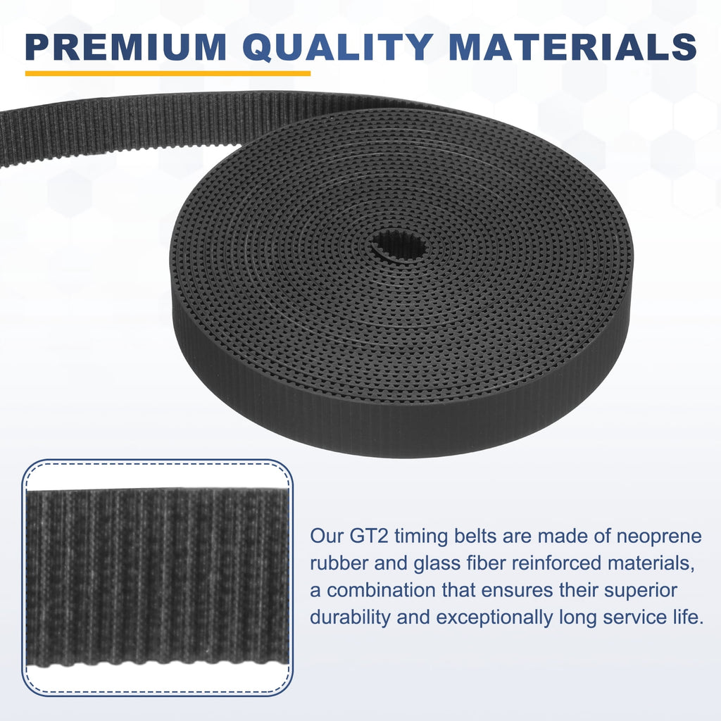 Uxcell Dustproof Rubber 2GT Timing Belt 15x5000mm 2mm Pitch 2mm Thick Black Open Loop Pulley Timing Belt for 3D Printer