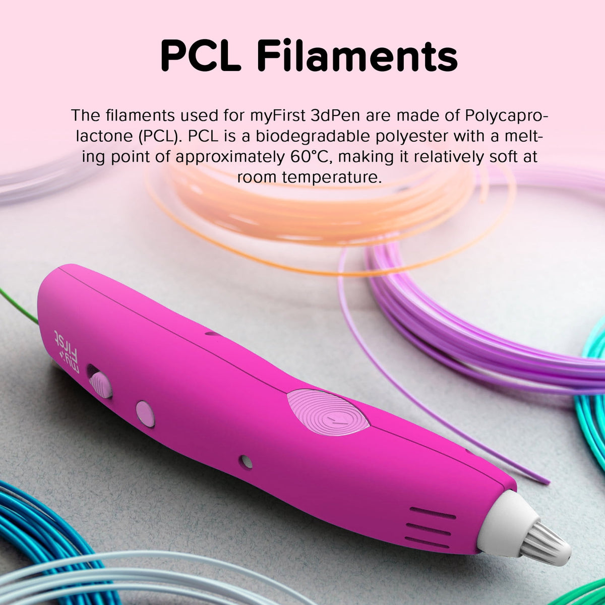 myFirst 3D Pen Make (Red) Starter Kit-Wireless, Rechargeable, 6 PCL Filaments (Ages 5-15)
