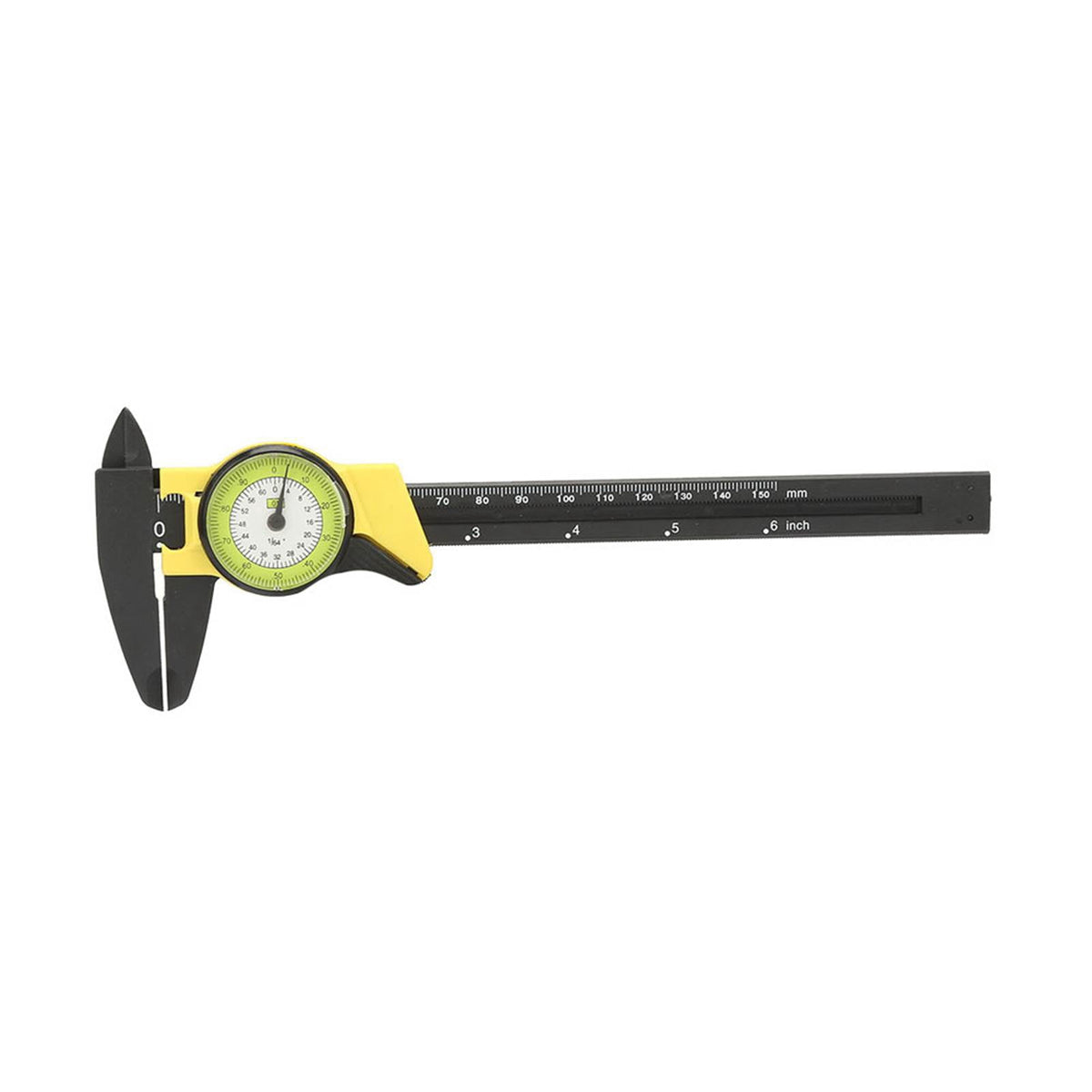 M Buder 0-150mm Plastic Dial Vernier Caliper Ruler Gauge High Accuracy Measuring Tool, 6 inches / 15.2 cm (Yellow)