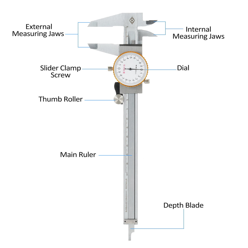 Vernier caliper,Steel Vernier Calipers Precision Tool Stainless Steel Dial Vernier Caliper 0-150mm 0.02mm Precision Stainless Caliper 0-150mm