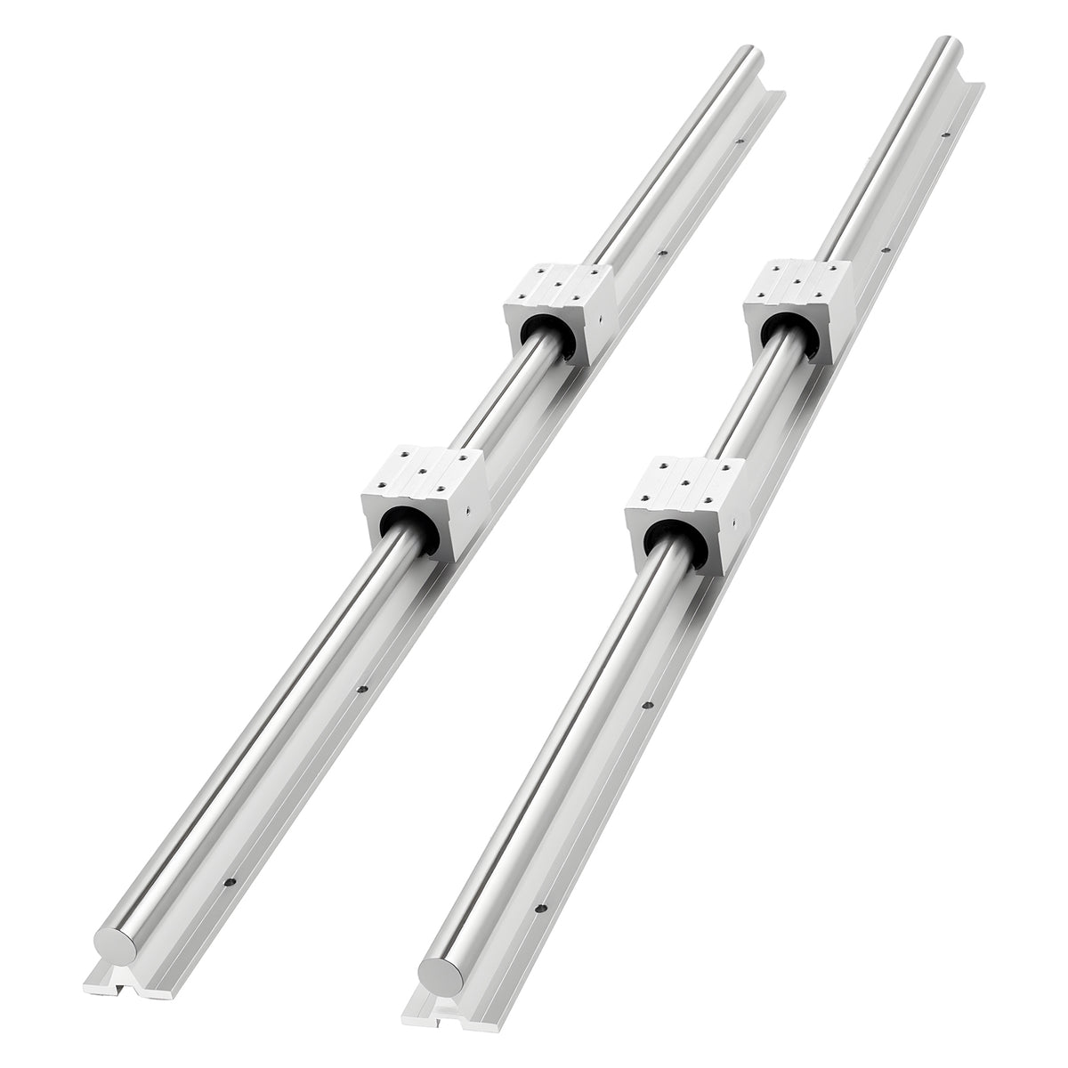 KFFKFF Linear Rail Kit, SBR25, Includes 2 Pieces of 1200 mm (47.24 inch) Motion Guide Rails and 4 Bearing Slide Blocks, Fully Supported Shaft, Suitable for Cutting, Grinding, Milling