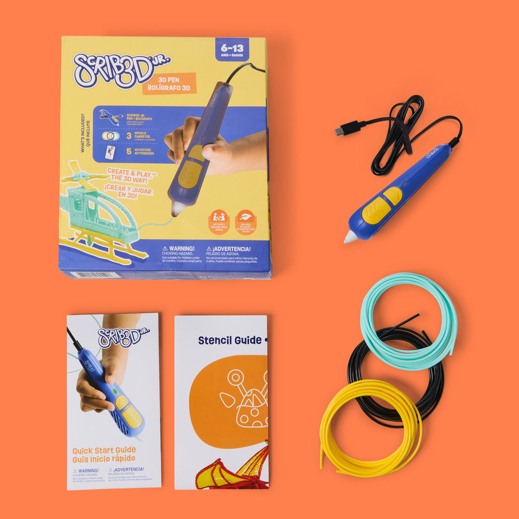 SCRIB3D Junior 3D Printing Pen for Kids Ages 6+, No Hot Parts, Includes 30 ft Filament and Activity Guide