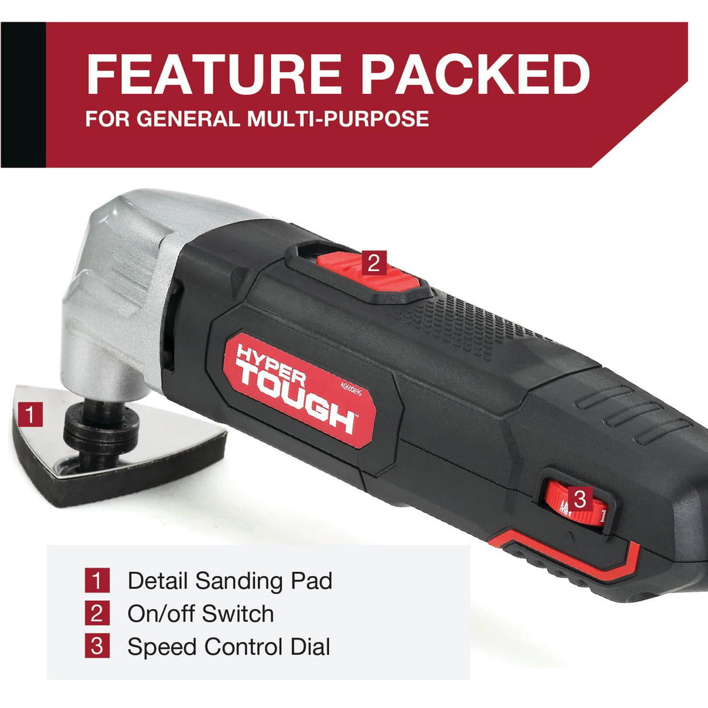 Hyper Tough 2.1 Amp Corded Oscillating Multi-Function Tool with Variable Speed and Accessories