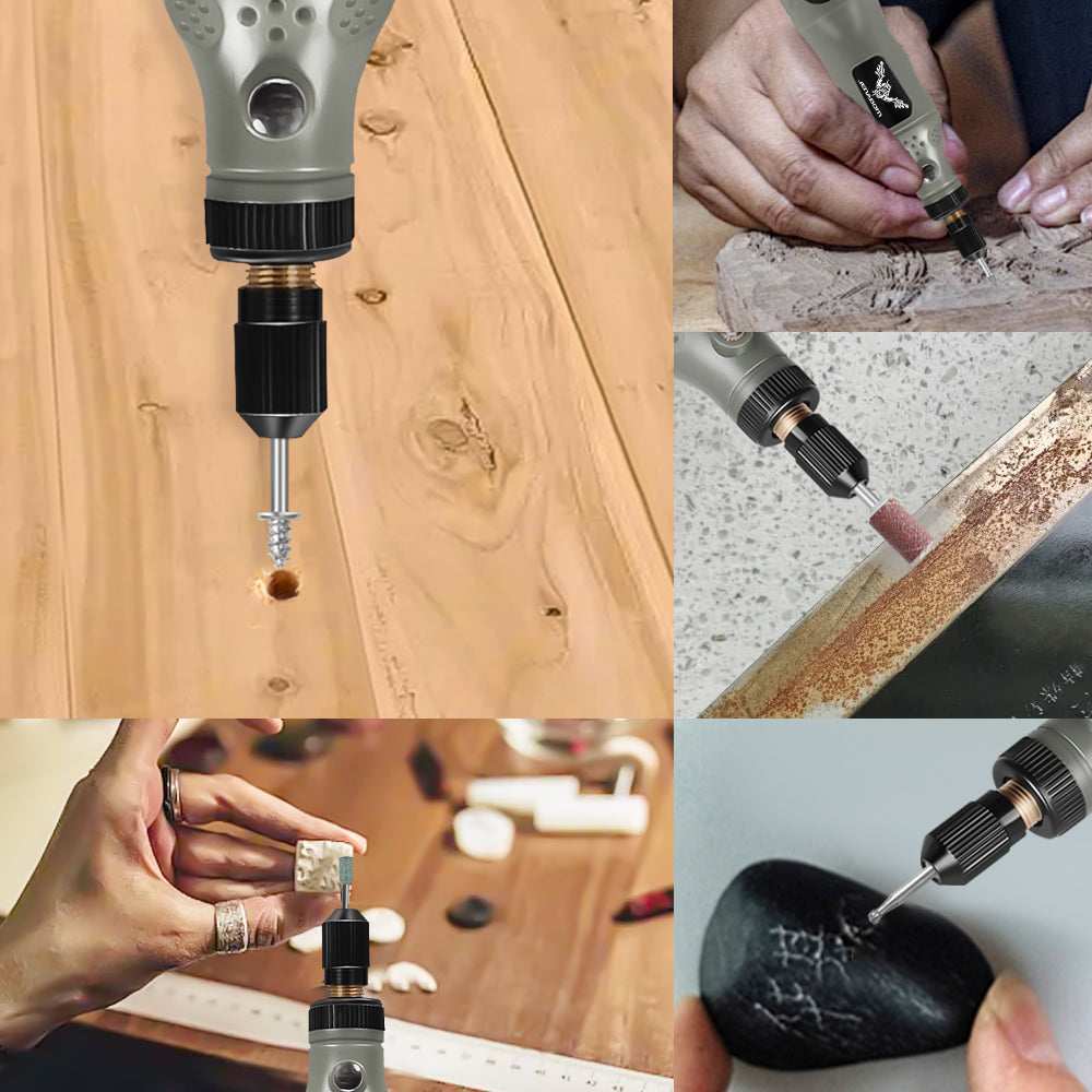JENABOM Mini Cordless Rotary Tool, 3.7V Electric Rotating Tool, LED Light, 5-Speed 24PCS Accessory Electric Grinder DIY For Polishing, Carving, Orange