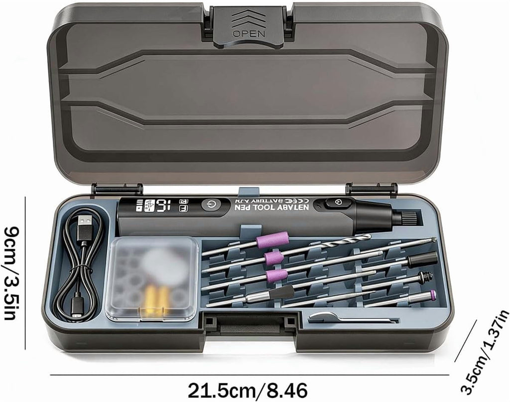 Mini Electric Rotary Tool Set With Led Light & Digital Display, Mini Cordless Rotary Tool, 6 Adjustable Spin Speed Tools, USB Charging for Crafting, Sanding, Polishing, Drilling (Gray)