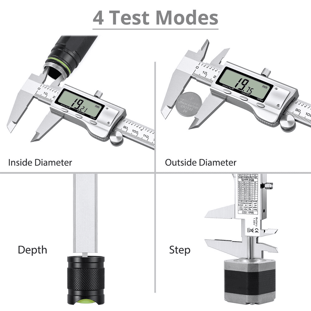 SJPACK 6" 150mm Stainless steel Digital Caliper Micrometer LCD Gauge Vernier Electronic Measuring Tool Silver with Case