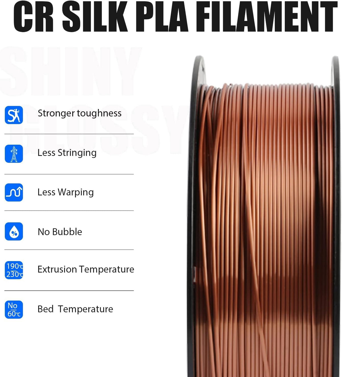 Creality 3D Printing Silk PLA Filament 3D Printer Gold Silver Shiny Filaments 1.75mm Neatly Wound Dimensional Accuracy +/- 0.03 mm Silk Smooth Printing 2.2lbs for Most 3D Printers