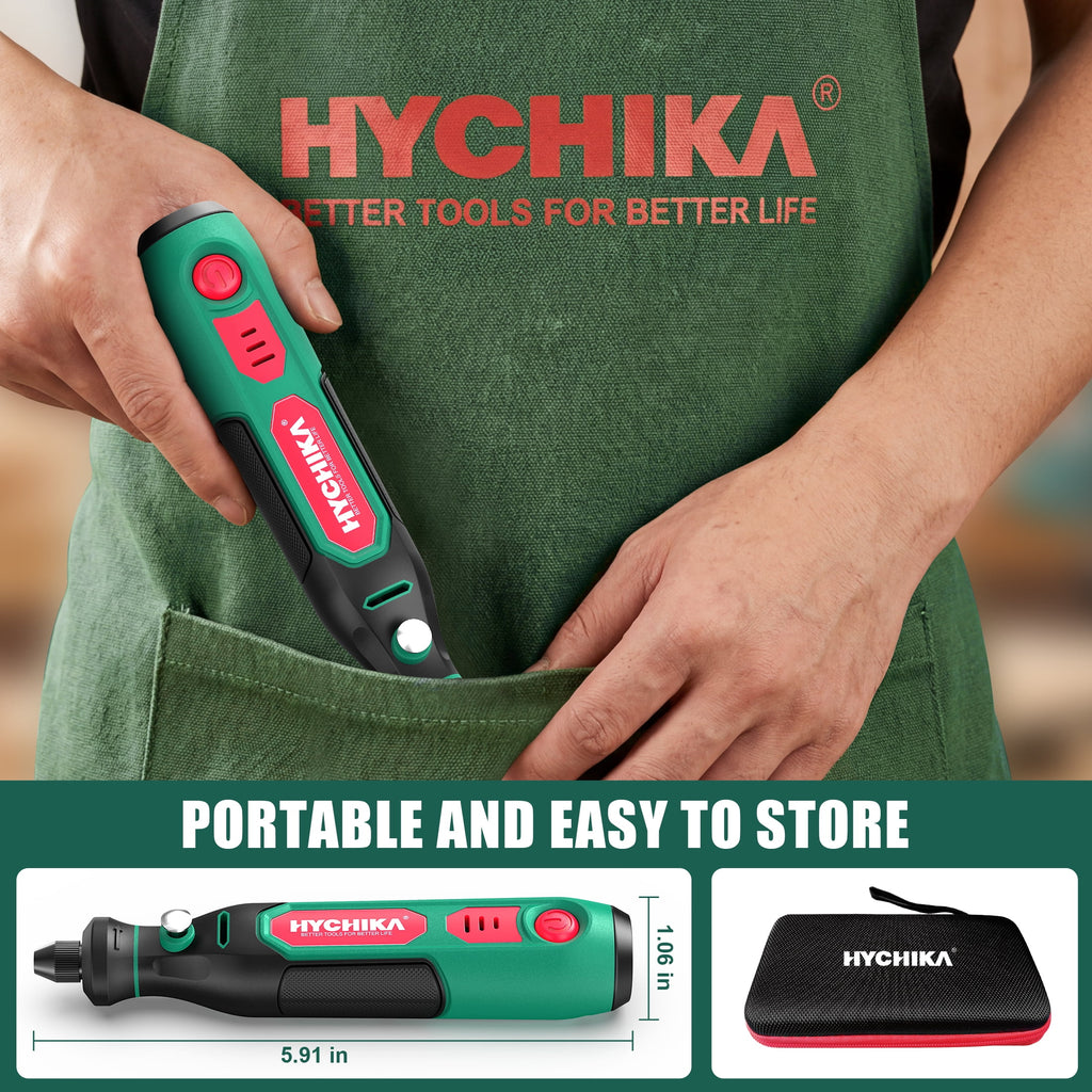 HYCHIKA Mini Cordless Rotary Tool Kit, 89 Accessories for DIY Engraving, Polishing, Crafts, Variable Speed, 3.6V Battery