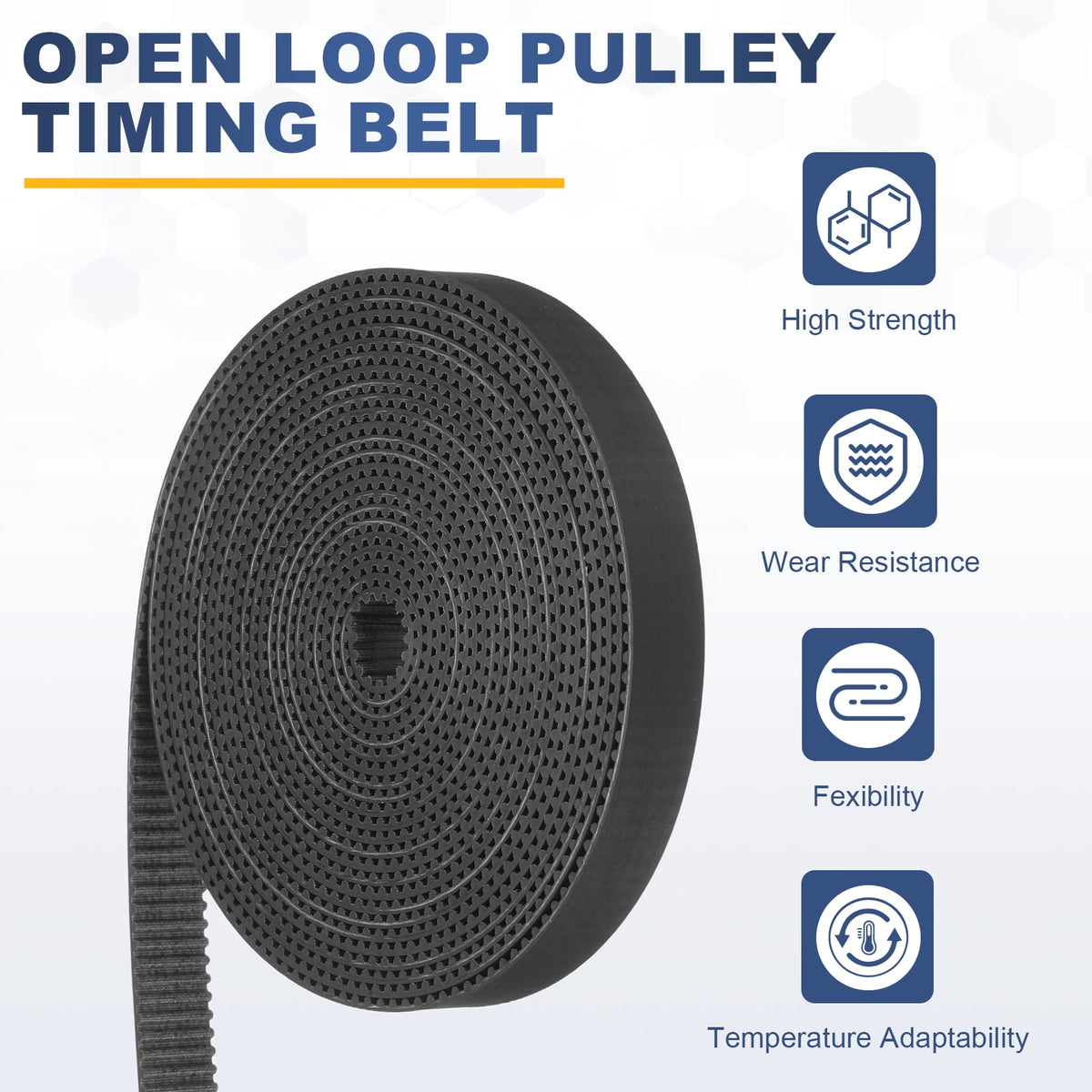 Uxcell Dustproof Rubber 2GT Timing Belt 10x2000mm 2mm Pitch 1.5mm Thick Black Open Loop Pulley Timing Belt for 3D Printer