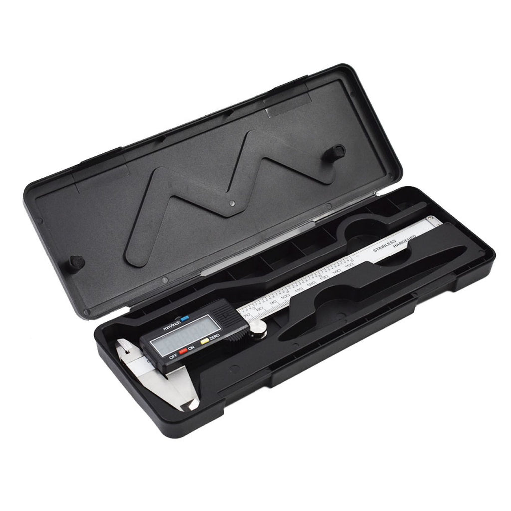 0-6 inch LCD Electronic Digital Vernier Caliper Stainless Steel Fraction inch Millimeter Conversion Micrometer Gauge for Length Width Depth Inner Diameter Outer Diameter