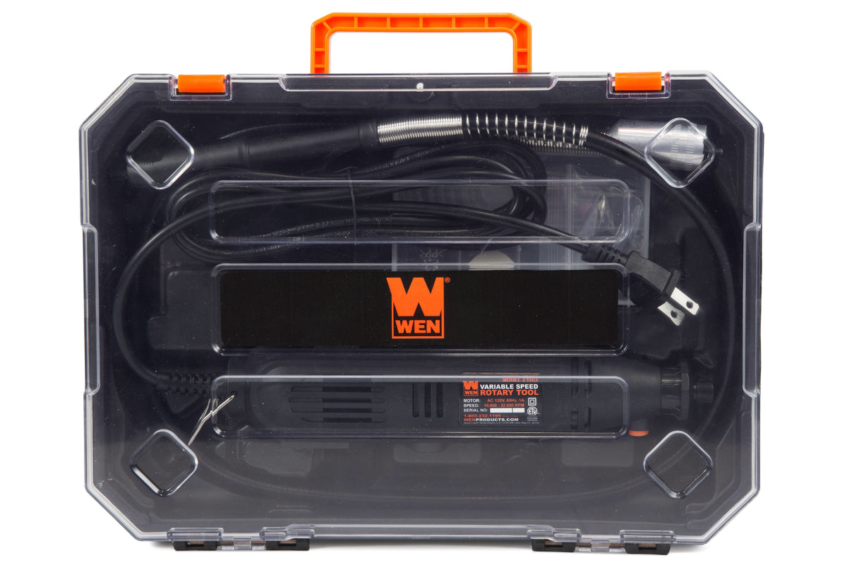WEN 1-Amp Variable Speed Rotary Tool, 100+ Accessories, Carrying Case And Flex Shaft