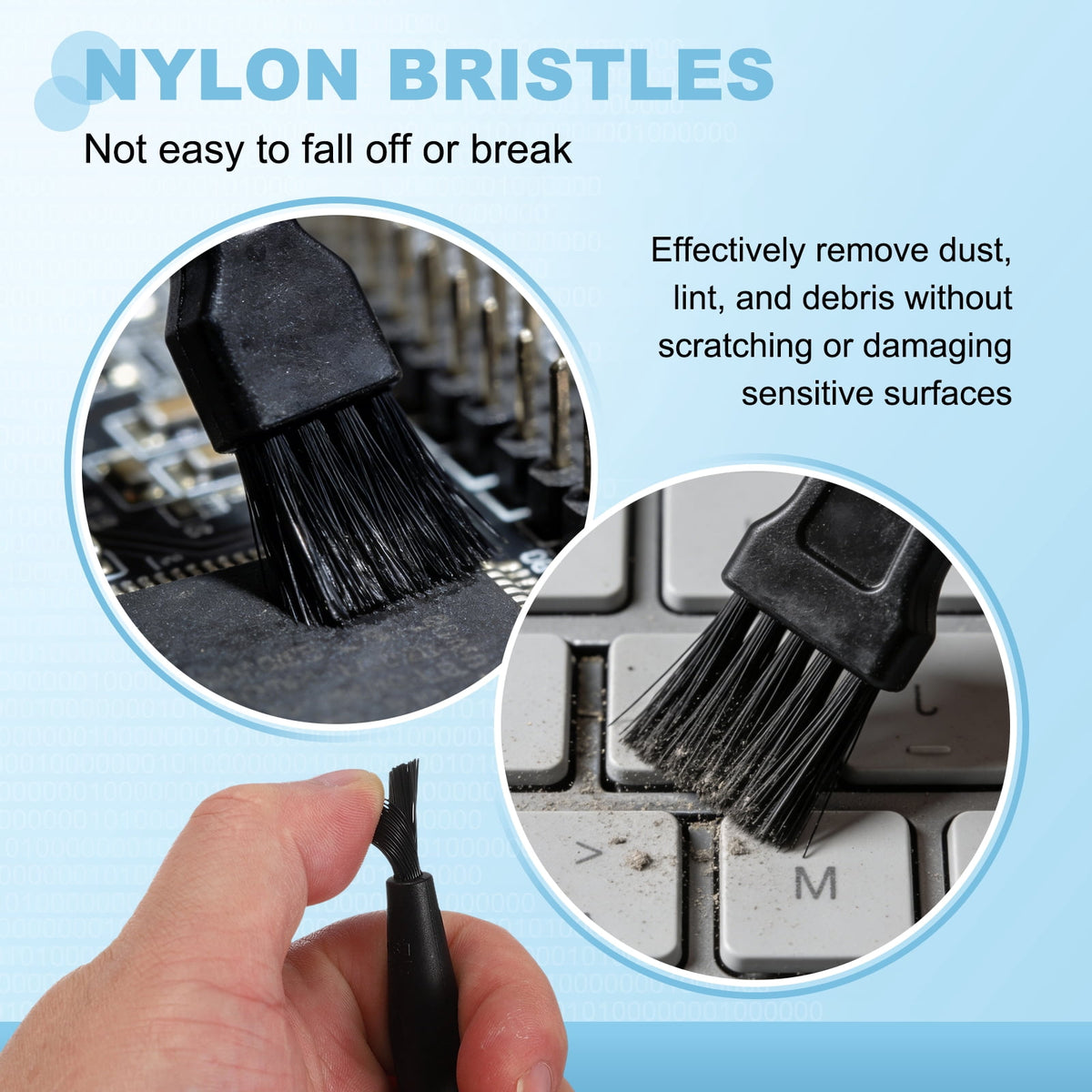 Uxcell ESD Brush, 5Pcs Electronic Cleaning Brush Set with Tweezers Anti Static Cleaning Tools Plastic Pen-Shaped Nylon for PCB Computer Keyboard Camera 3D Printers, 18x12mm Bristles