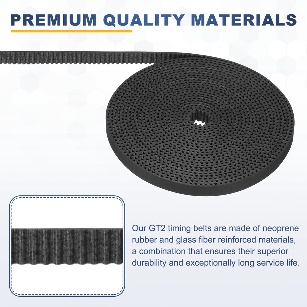 Uxcell Dustproof Rubber 2GT Timing Belt 6x2000mm 2mm Pitch 1.5mm Thick Black Open Loop Pulley Timing Belt for 3D Printer