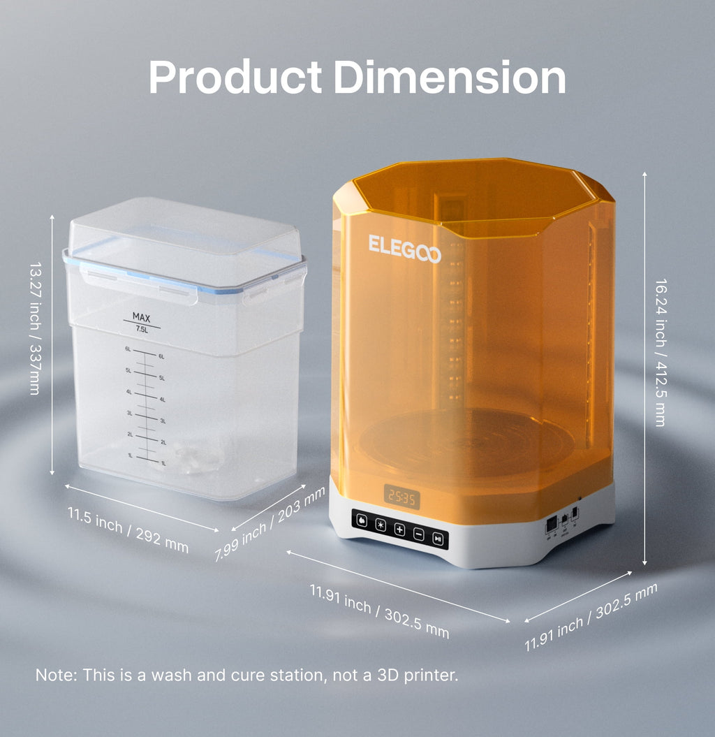 ELEGOO Mercury XS Bundle with Separate Washing and Curing Station for Resin 3D Printed Models Yellow