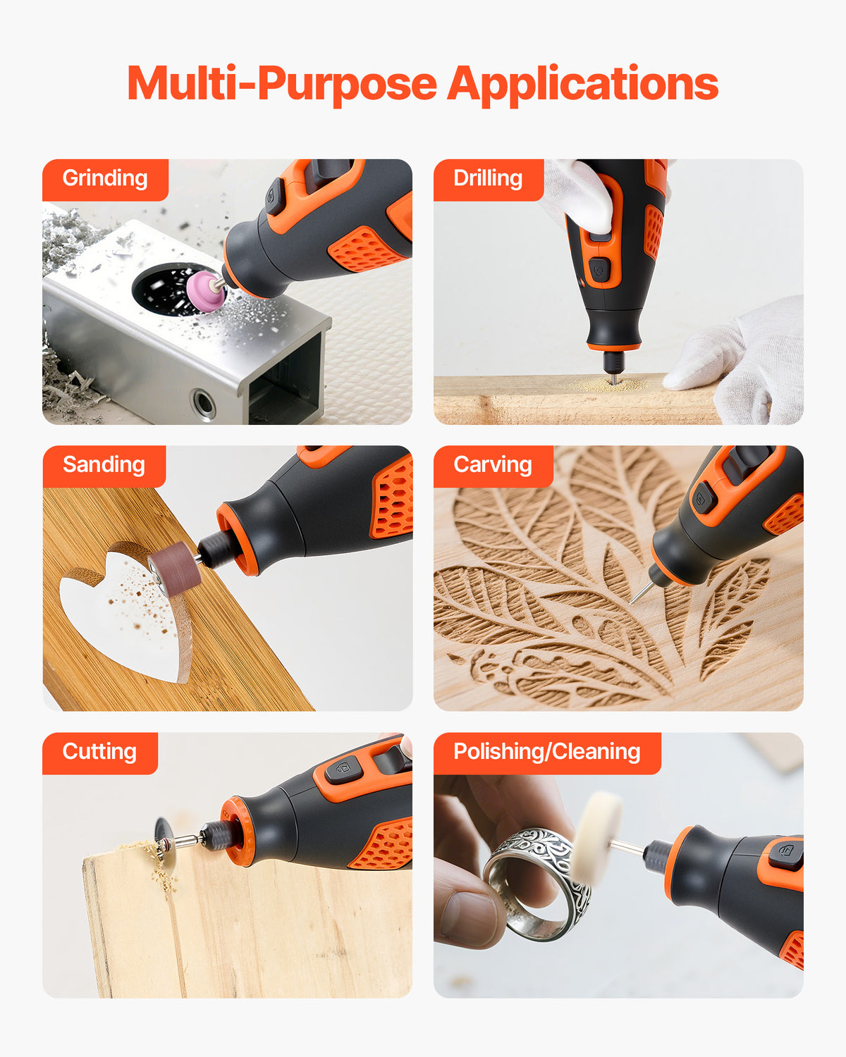 VEVOR 119-Piece Cordless Rotary Tool Kit, DC12V Portable Mini Power Rotary Tool, 28-Level Speed 5000-32000 RPM Multi-Purpose DIY Tools for Engraving, Sanding, Polishing, Carving, Cutting, DIY Crafts