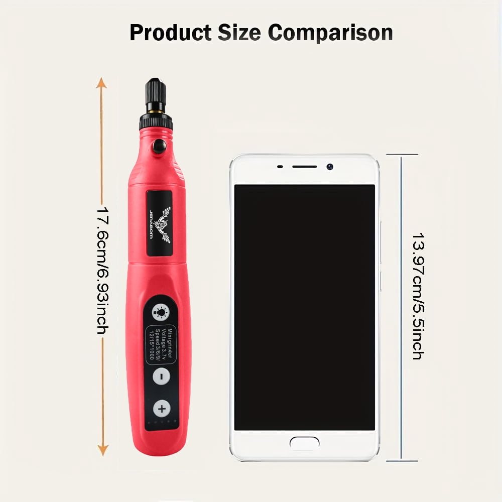 JENABOM 58 in 1 Mini Cordless Rotary Tool, 3.7V Electric Rotating Tool , LED Lights, 5-Speed and USB Charging, Used for Polishing, Carving, and DIY （Orange）