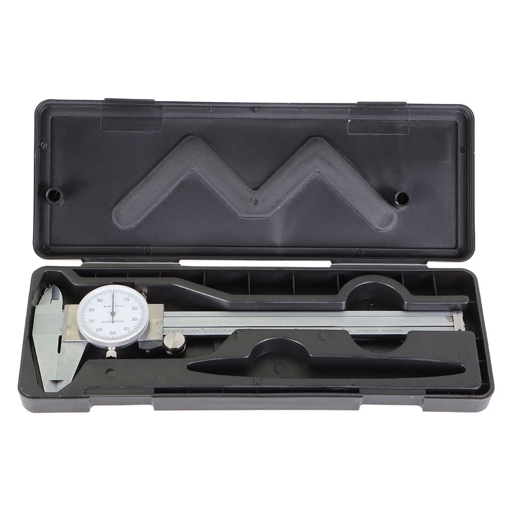 munirater Dial Caliper - 0.0005" Resolution 0.001" Accuracy Shockproof Internal External Depth Steps SAE Measurement 0 - 6" Stainless Steel Dial Caliper with Plastic Case