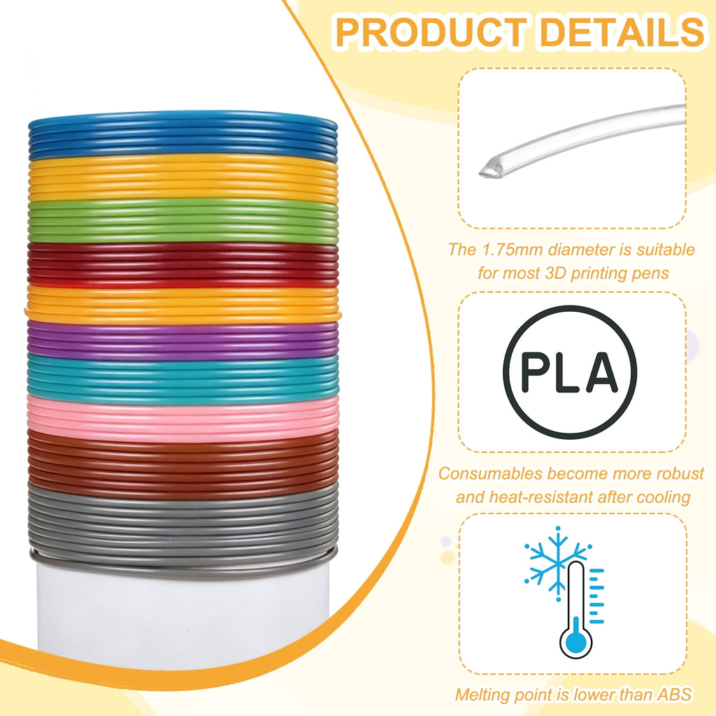 Uxcell 3D Pen Filament 6Pcs 1.75mm Total Length 196.8 Feet Transparent PLA, 3D Pen Filament Refills Low Warping, for Creating Pictures Printed Model Printing Pen