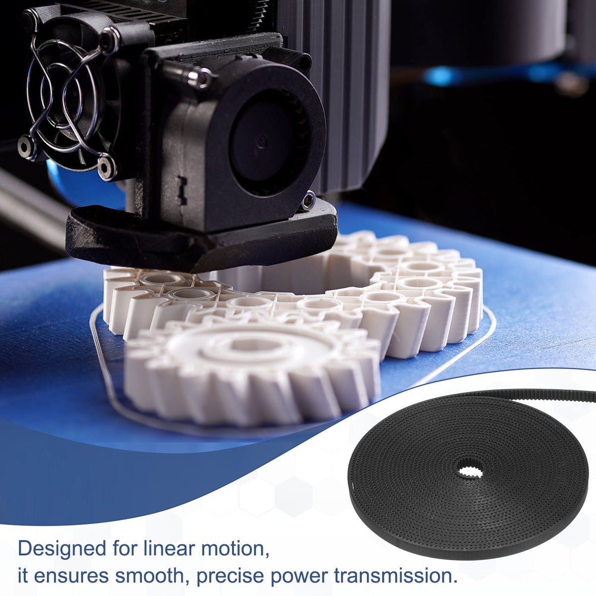 Uxcell PU Steel Cord 2GT Timing Belt Black Cloth Teeth 6x5000mm 2mm Pitch 2mm Thick White Open Loop Pulley Timing Belt for 3D Printer