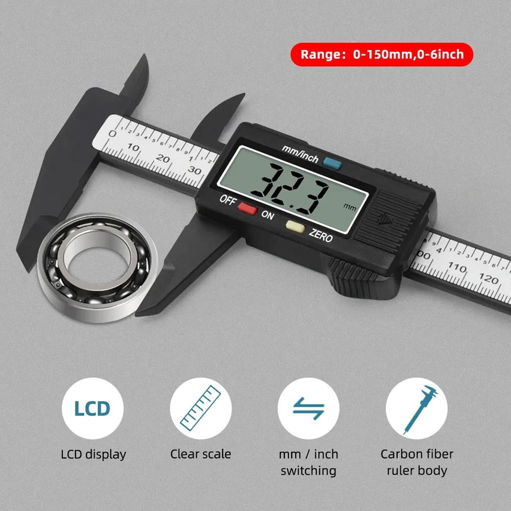 Digital Caliper 6 Inch Electronic Vernier Caliper 100mm Ruler Micrometer 0.1mm Wholes C6Q3 Measuring 150mm Calliper Tool Digital