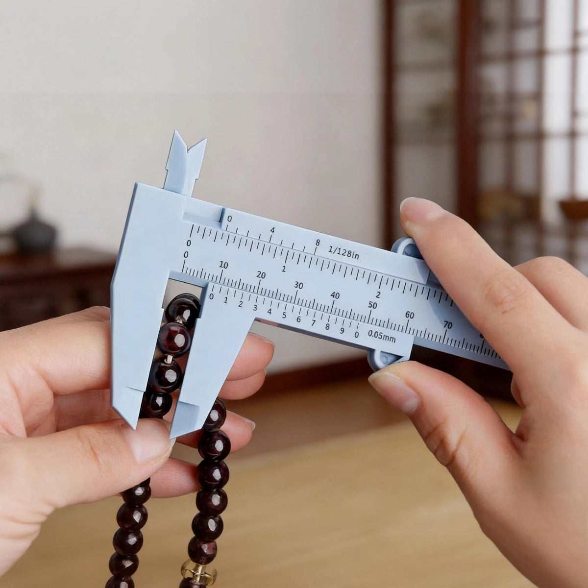 2 Pcs Plastic Sliding Calipers, 5.9 in / 150 mm Vernier Ruler, 0.05 mm Precision Mini Measuring Tool with Dual Scales, White Blue Eyebrow Tattoo Caliper for Permanent Makeup, Jewelry