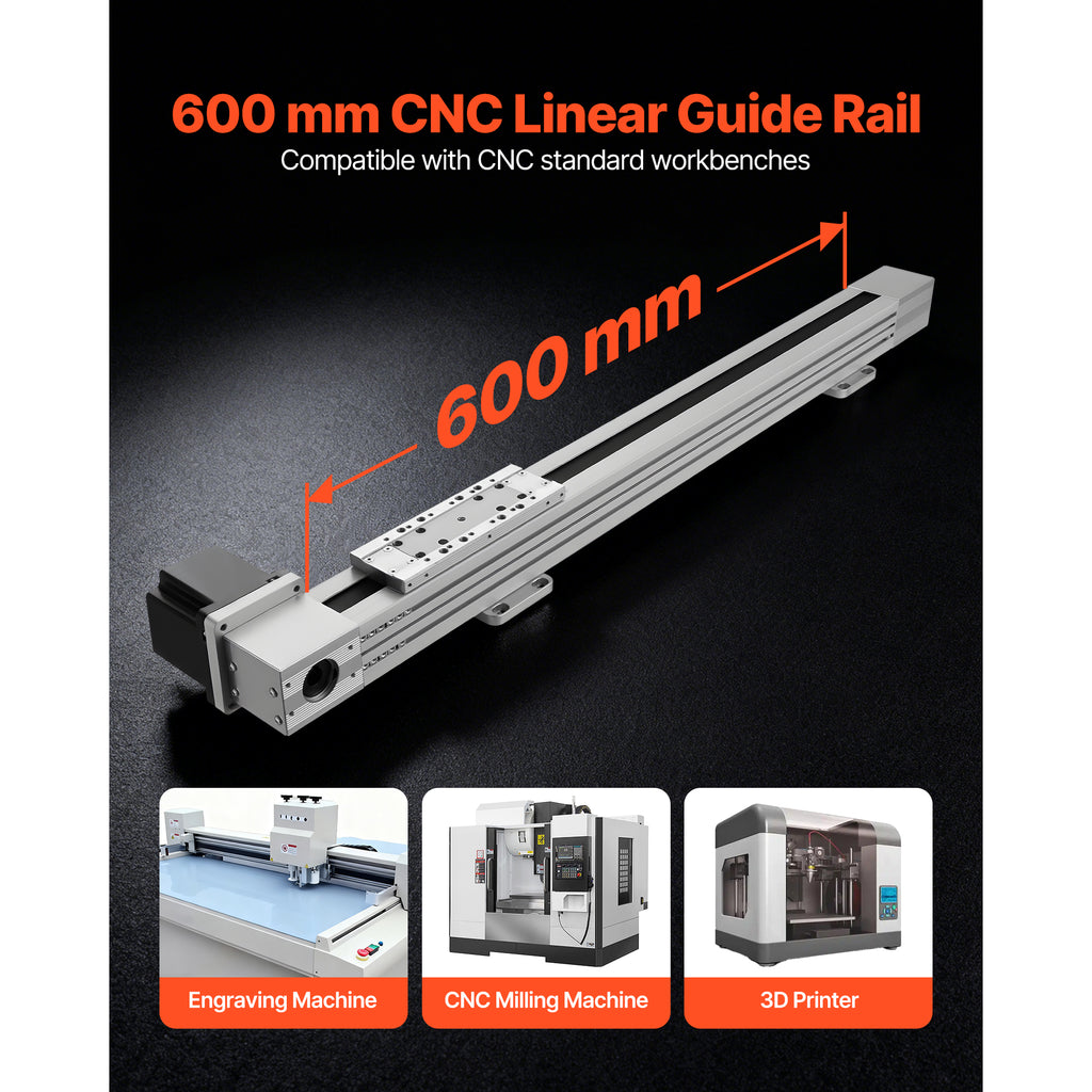KFFKFF Linear Guide Rail with Belt Drive, CNC Motion Stage Actuator, Equipped with Nema34 Stepper Motor, 600 mm Stroke Length, Designed for High-Speed Operation, Suitable for Engraving Machines