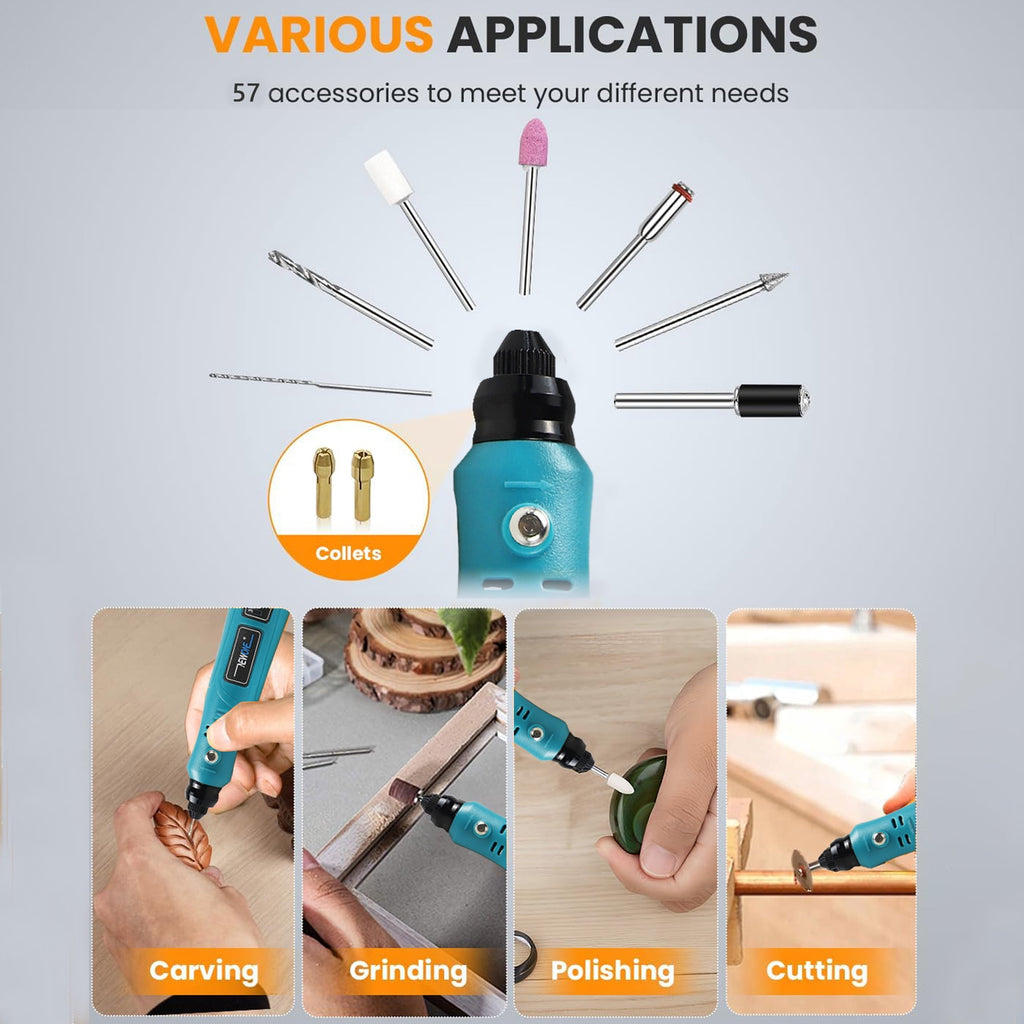 3.6V DIY Mini Electric Rotary Tool, 3 speed and USB charging with 86pcs accessories, Cordless Household Hand-held Electric Engraving Tool For Engraving