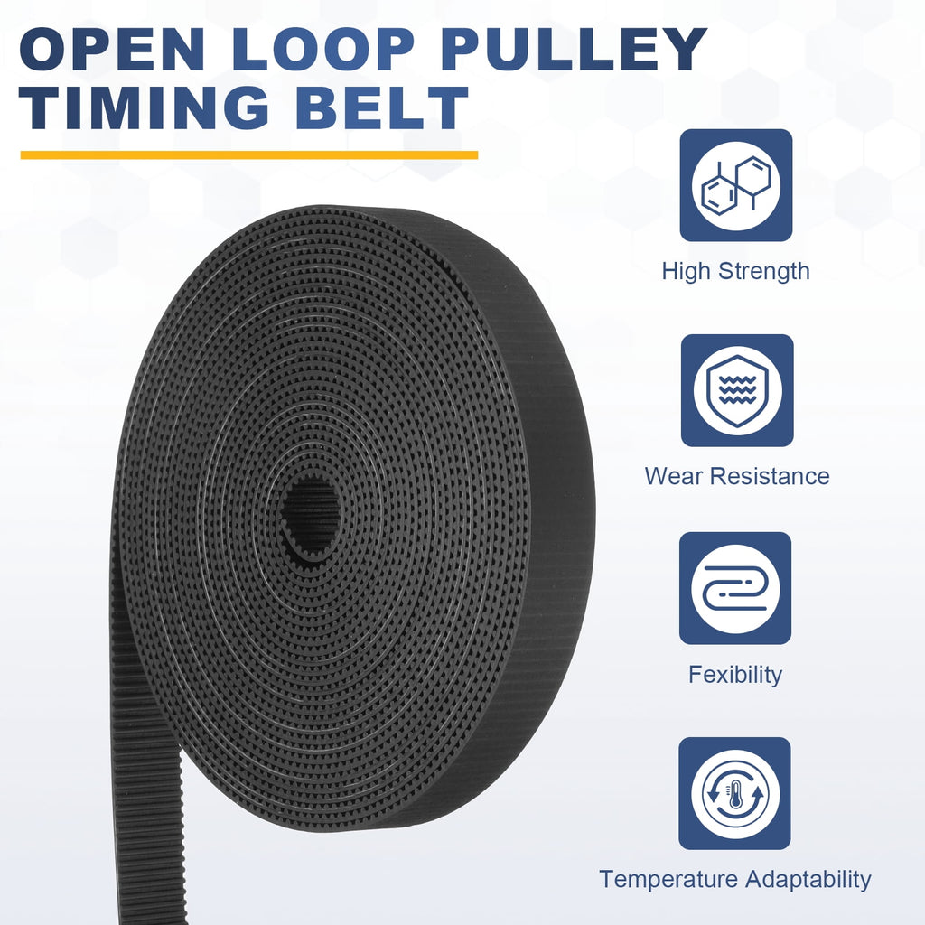 Uxcell Rubber 2GT Timing Belt 15x5000mm 2mm Pitch 1.5mm Thick Black Open Loop Pulley Timing Belt for 3D Printer