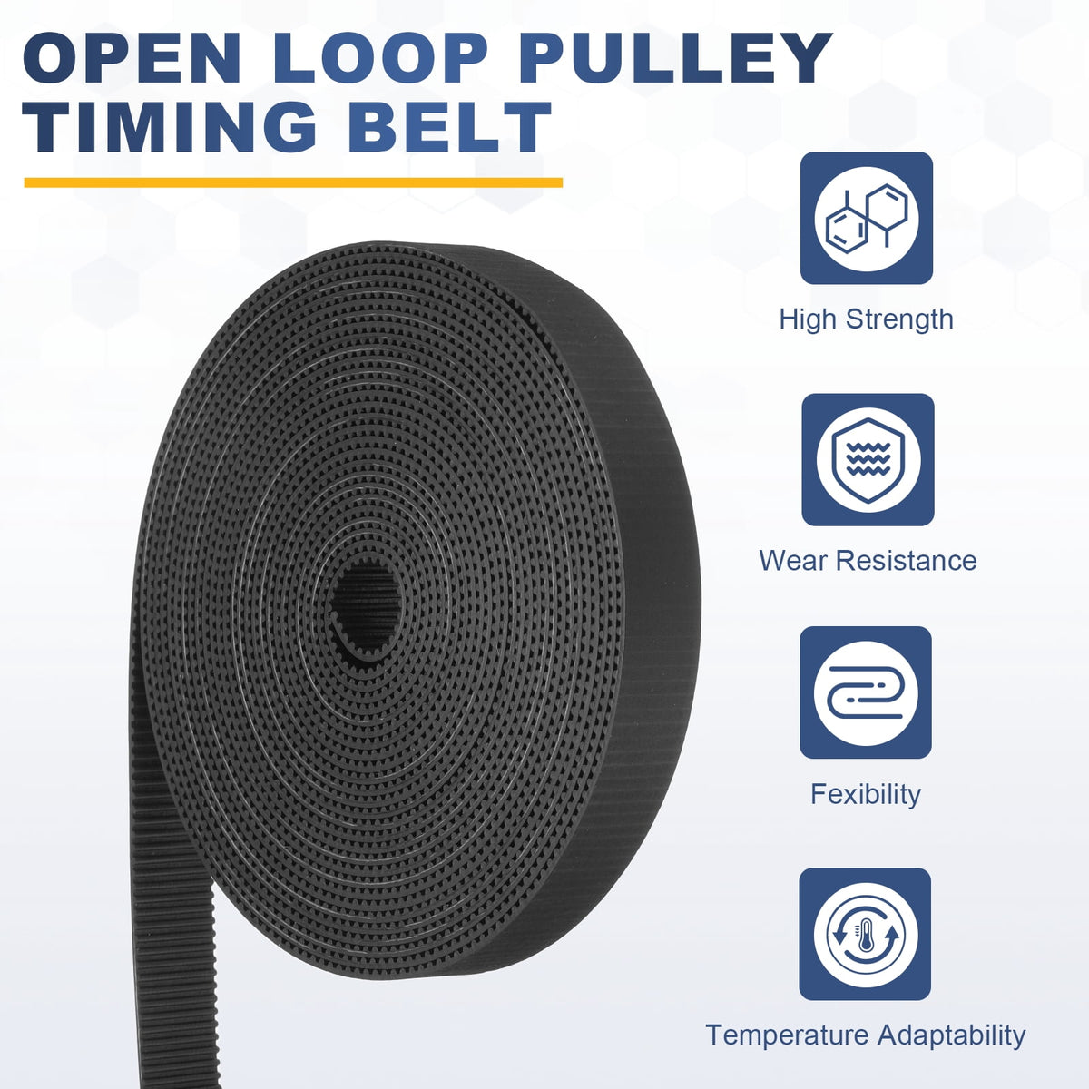 Uxcell Rubber 2GT Timing Belt 15x5000mm 2mm Pitch 1.5mm Thick Black Open Loop Pulley Timing Belt for 3D Printer