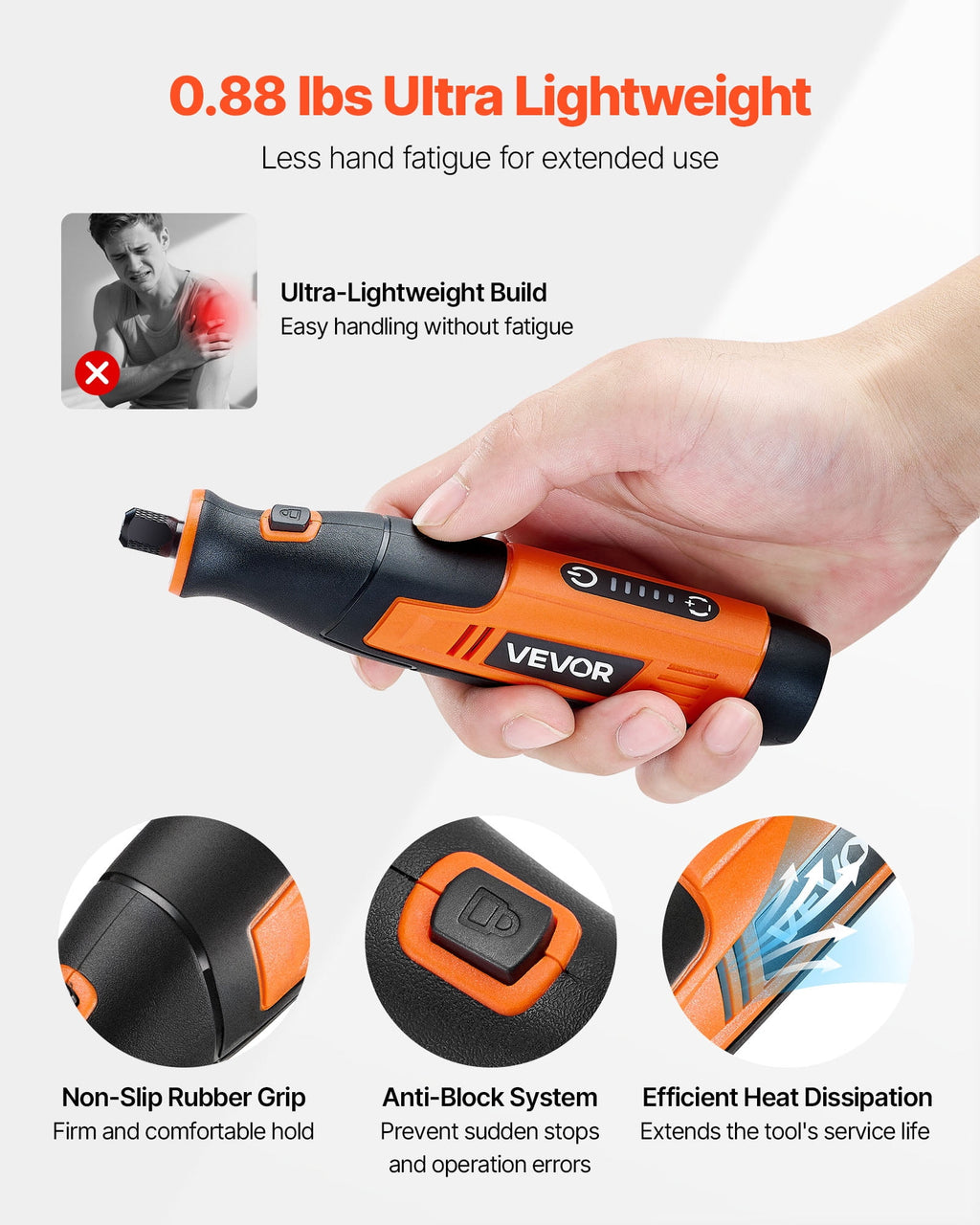 VEVOR 73-Piece Cordless Rotary Tool Kit, DC4V Portable Mini Power Rotary Tool, 5-Level Speed 7000-20000 RPM Multi-Purpose DIY Tools for Engraving, Sanding, Polishing, Carving, Cutting, DIY Crafts