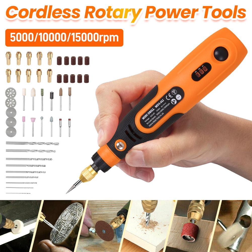 Sanheshun Cordless Rotary Tool Drill Kit Variable Speed Nail Polishing Set with 46 Accessories