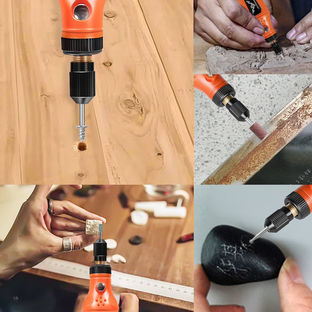 JENABOM Mini Cordless Rotary Tool, 3.7V Electric Rotating Tool, LED Light, 5-Speed 24PCS Accessory Electric Grinder DIY For Polishing, Carving, Orange