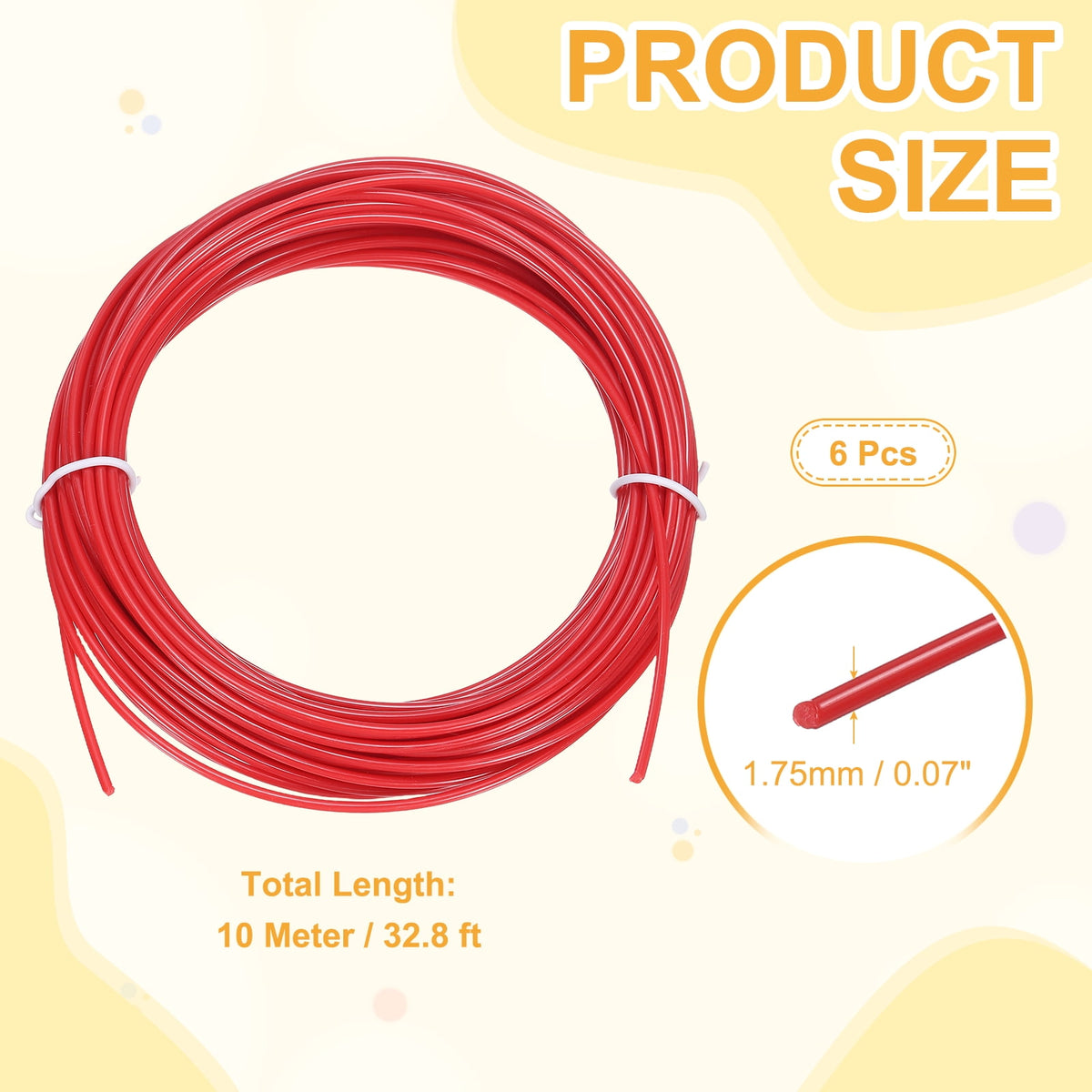 Uxcell 3D Pen Filament 6Pcs 1.75mm Total Length 196.8 Feet Red PLA, 3D Pen Filament Refills Low Warping, for Creating Pictures Printed Model Printing Pen