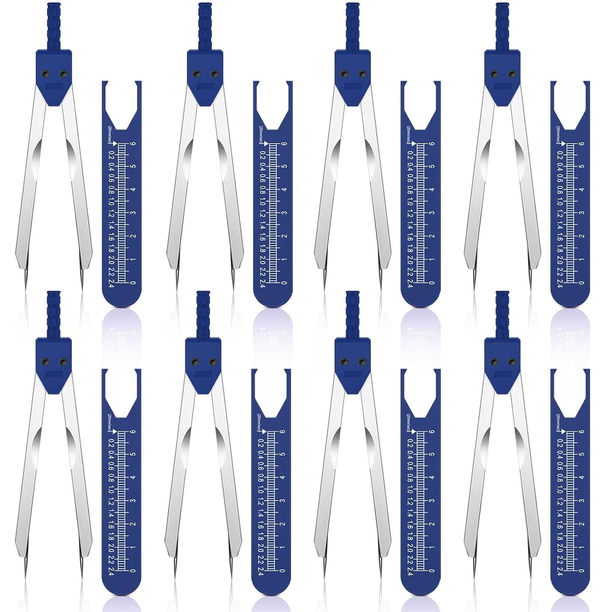 8 Pieces EKG Caliper ECG Calipers Measuring Tool with Ruler Electrocardiogram Drafting Divider for Nursing (Blue)